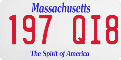 MA license plate 197QI8