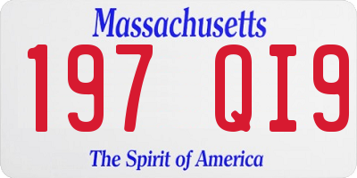 MA license plate 197QI9