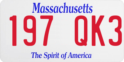 MA license plate 197QK3