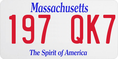 MA license plate 197QK7