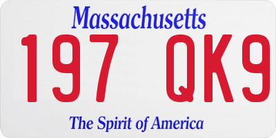 MA license plate 197QK9