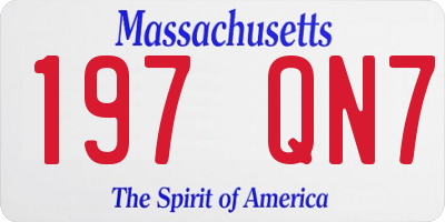 MA license plate 197QN7