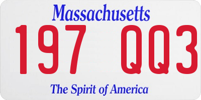 MA license plate 197QQ3