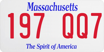 MA license plate 197QQ7