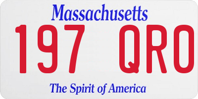 MA license plate 197QR0