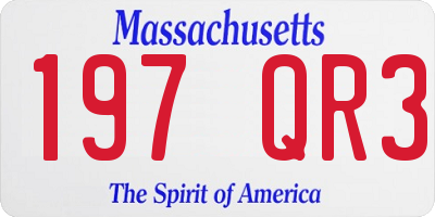 MA license plate 197QR3
