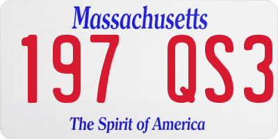 MA license plate 197QS3