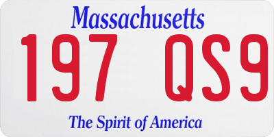 MA license plate 197QS9