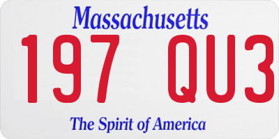 MA license plate 197QU3