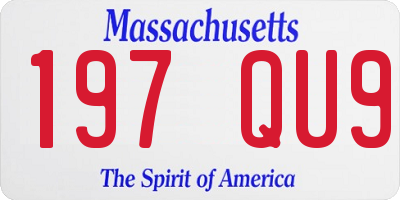 MA license plate 197QU9