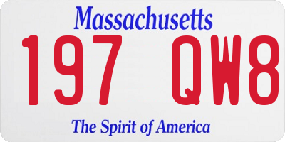 MA license plate 197QW8