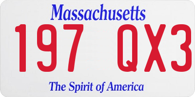 MA license plate 197QX3