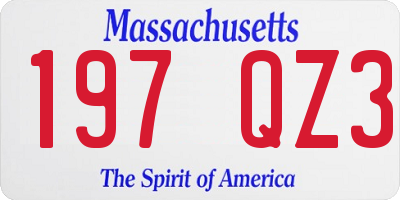 MA license plate 197QZ3