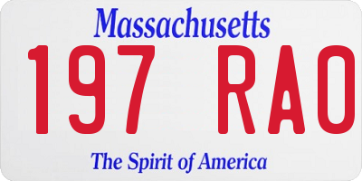 MA license plate 197RA0