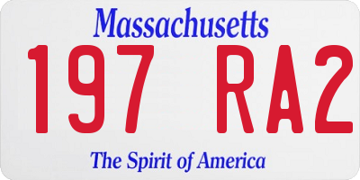 MA license plate 197RA2