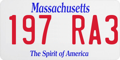 MA license plate 197RA3