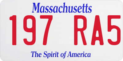 MA license plate 197RA5