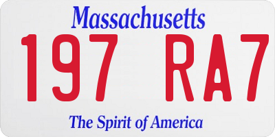 MA license plate 197RA7