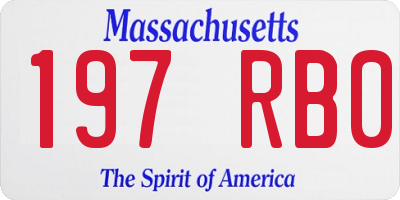 MA license plate 197RB0