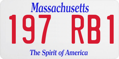 MA license plate 197RB1