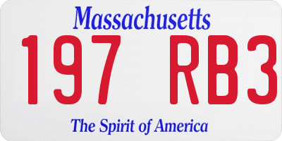 MA license plate 197RB3
