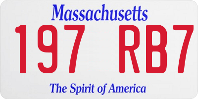 MA license plate 197RB7