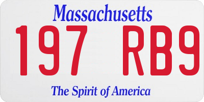 MA license plate 197RB9