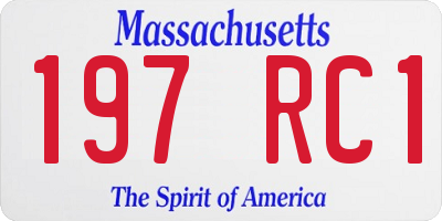 MA license plate 197RC1