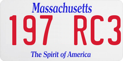 MA license plate 197RC3