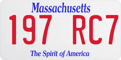 MA license plate 197RC7