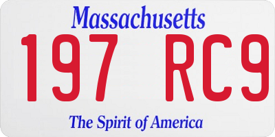MA license plate 197RC9