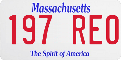 MA license plate 197RE0