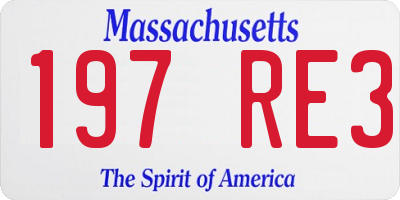 MA license plate 197RE3