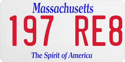 MA license plate 197RE8