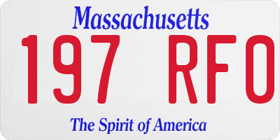 MA license plate 197RF0