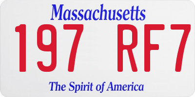 MA license plate 197RF7