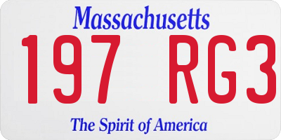 MA license plate 197RG3