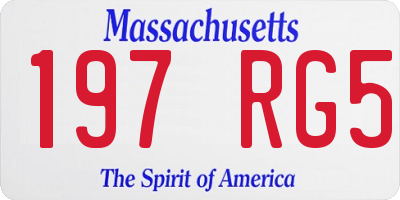 MA license plate 197RG5