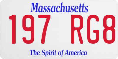 MA license plate 197RG8
