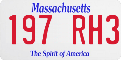 MA license plate 197RH3