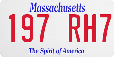 MA license plate 197RH7