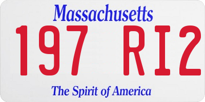 MA license plate 197RI2