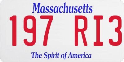 MA license plate 197RI3