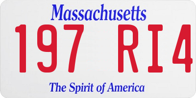 MA license plate 197RI4