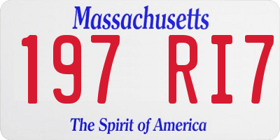 MA license plate 197RI7