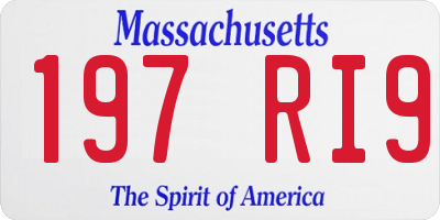 MA license plate 197RI9