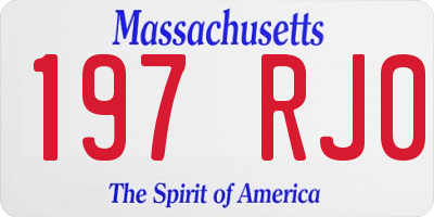 MA license plate 197RJ0