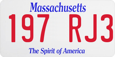 MA license plate 197RJ3
