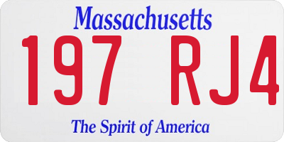 MA license plate 197RJ4