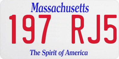 MA license plate 197RJ5